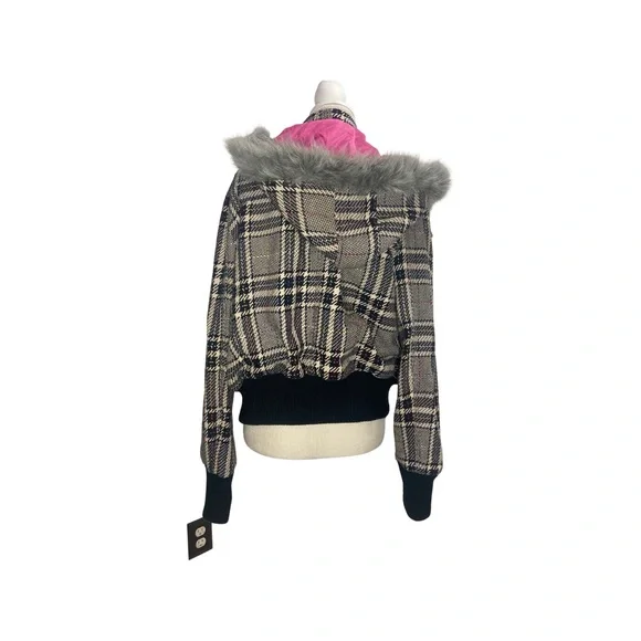 Black plaid tweed bomber jacket - Picture 2 of 3